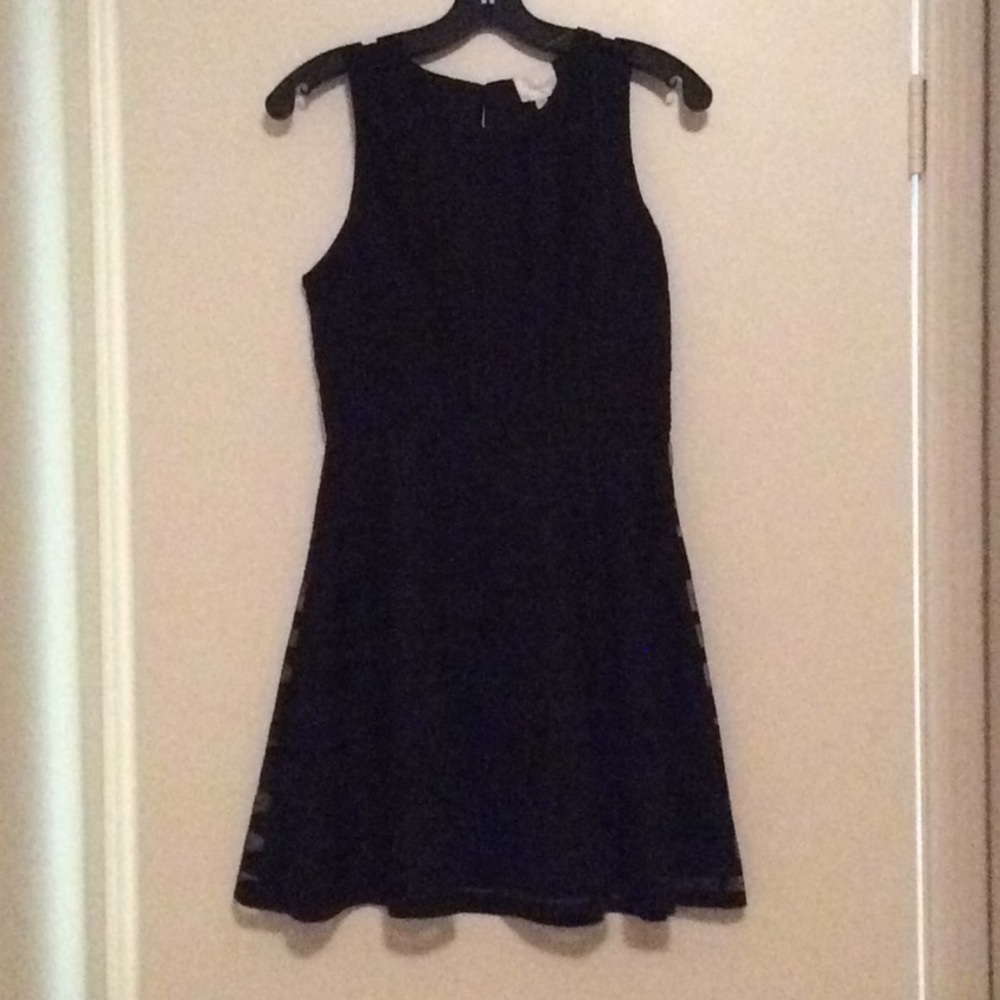 Cute Black Swing Dress with ribbon Overlay